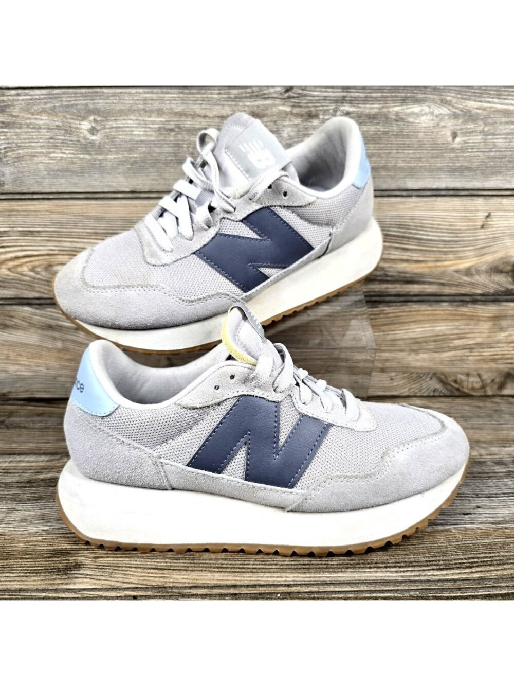 New Balance 237 Grey Blue Suede Mesh Lifestyle Sneakers WS237FE Women's Size 6.5
